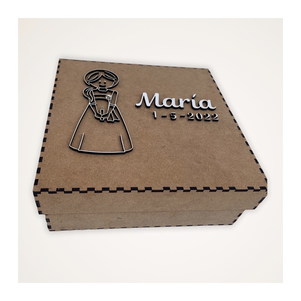 Caja cuadrada personalizada comunión mdf Caja cuadrada personalizada comunión mdf