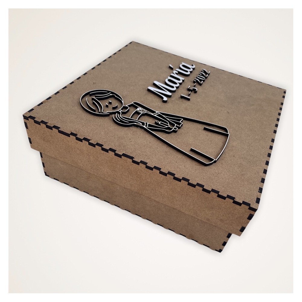 Caja cuadrada personalizada comunión mdf Caja cuadrada personalizada comunión mdf